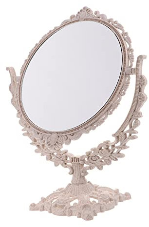 Didiseaon Miroir De Maquillage Vintage sur Pied Style Européen Rétro Double Face Rotatif pour Table Et Chambre Miroir Poser Ancien Antirouille