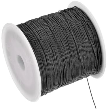 Rebower Fil Nylon pour Bracelets 0,4mm 140m Noir Fabrication de Bijoux | Cordon Satin Nylon Fil, Perles, pour Bracelets Colliers DIY Artisanat
