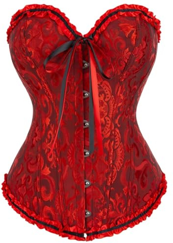KUOSE Womens Black Basque Body Shaper Overbust Corset Top Plus Size S-6XL