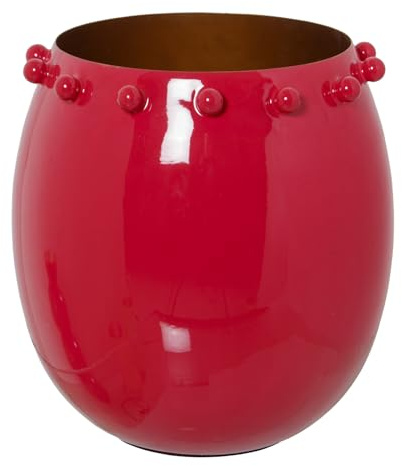 PORTAVELAS METAL ESMALTADO ROJO_°20X22CM
