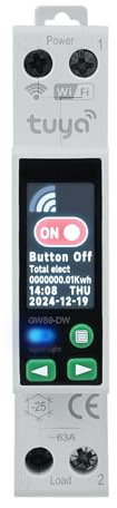 Jadeshay Contatore Energia Elettrica WiFi 40A 90-240VAC Intelligente Misuratore Consumo Elettrico Digitale Interruttore Automatico Indicatore LED con Protezione da Sovraccarico Tuya App Telecomando