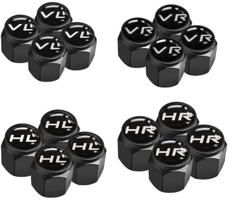 16 Stück Ventilkappen Auto, Universal Ventilkappen Schwarz Autoventil Kappe Ventilkappen Auto mit Beschriftung Reifenventilkappen Ventildeckel Set für PKW, SUV und Motorräder
