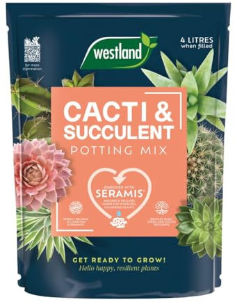 Westland Cacti & Succulent Potting Mix 4L – Specially Formulated for Cacti, Succulents & Other Drought-Tolerant Plants, Well-Draining, Peat-Free, Promotes Healthy Root Growth & Vibrant Plants
