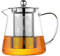Clear Glass Teapot with Infuser,for 1 to 2 People,with Lid,Handle,Strainer,Stovetop Safe Tea Kettle Borosilicate Glass Water Jug Tea Pot Maker for Loose Leaf Tea,Hot/Iced Water (950ML)