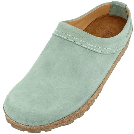 HAFLINGER Malmö Eleganter Clog aus Leder mit Gummisohle und Kork Latex Fußbett Türkis (Mint 1800), Gr. 39