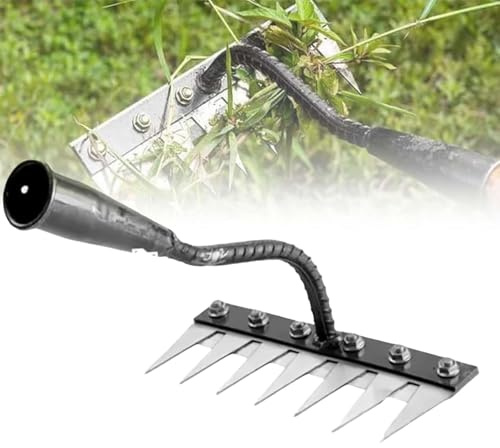 Robuster Unkrautrechen aus Kohlenstoffstahl – Rasenrechen aus Eisen zum Abschlagen, Lockern des Hofes und Jäten, Metall-Gartenrechen für Garten, Rasenpflege (7 Zähne)