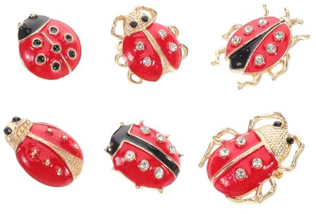 Abaodam 6 Stück Sieben-sterne-marienbug-brosche Kragen-revers-abzeichen Rucksäcke Stifte Lustige Stifte Süße Tierbroschen Brustnadel Brosche Cartoon-emaille-pin Cartoon-tier-pin Legierung