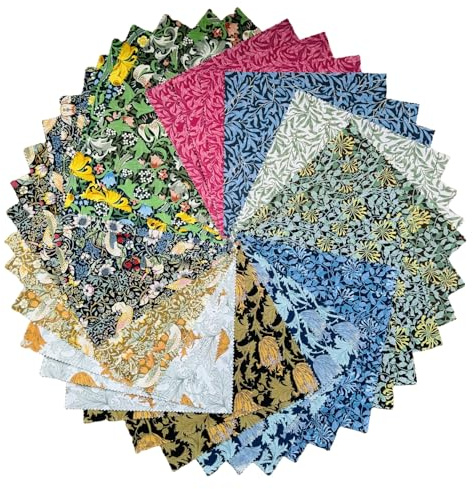 SZRUIZFZ William Morris Fabric Squares 10 x 10, 42 Pcs Cotton Layer Cake