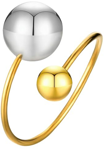 Jpltlvy Verstellbarer Edelstahl-Perlenring für Damen Modischer Titanschmuck für den täglichen Gebrauch Geschenkoption
