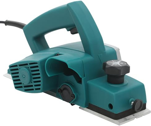 Elektrohobel 230V 600W 0-2mm Spantiefe Stufenlos-Einstellbar-Geschwindigkeit 1.8m-Netzkabel Elektro Hobelmaschine Doppelmesser-Gestänge V-Führungsrille Sperrschalter Hobel für Hobeln Holzbearbeitung