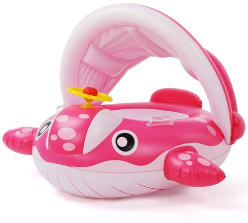 Peradix Salvagente per bambini con tettuccio parasole rimovibile, per bambini da 9 a 36 mesi, con parasole