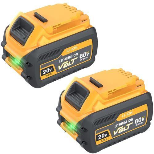 Aokikeisu Replacement Battery for Dewalt 20V/60V,Compatible with DCB200/DCB203/DCB204/DCB205/DCB206/DCB209/DCB180/DCB182/DCB183/DCB184/DCB185/DCB606/DCB609（4500mah，2-Pack） Yellow