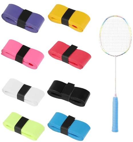 VTYTZZ 8 Stück Griffband 110 cm für Badminton und Tennis | Acht 110 cm lange, rutschfeste Griffbänder für Badminton-, Tennis- und Squashschläger.