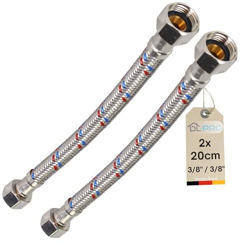 DL-pro 20 cm Flexschlauch 3/8 Zoll auf 3/8 Zoll – Anschlussschlauch für Armatur/Eckventil, Innengewinde (3/8 FF)