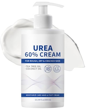 Urea Creme 60 Prozent 300g, 60% Urea Fusscreme gegen Sehr Trockene Füsse Hornhaut, Feuchtigkeitsspendende Hornhautentferner Creme, Fußcreme für Ellbogen, Knie, Fersen & Hände