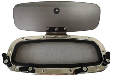SMTYXS Oblò Rettangolare in Acciaio Inox Ultrasottile con Zanzariera, Adatto for Finestre di Yacht E Barche Specchio Trasparente(L(250x575))