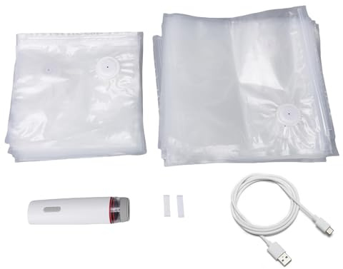 lyrlody Sellador Al Vacío de Mano, Sellador de Alimentos Portátil PP con Succión de 60 KPa, Parada Automática en 5 Segundos, 2000 MAh Recargable, para Cocina, Viajes, Camping, Almacenamiento de