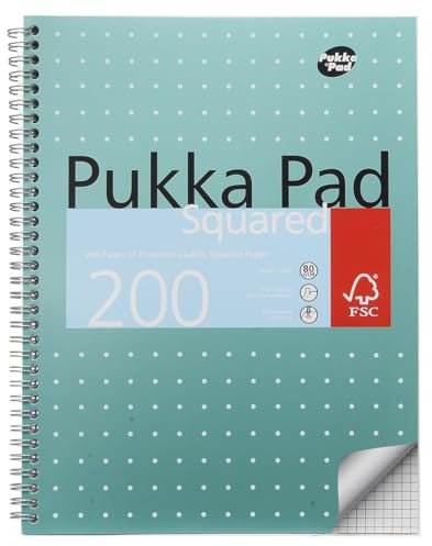 Pukka Pad Quadratischer Jotta-Notizblock mit Drahtbindung, metallisch, 200 Seiten, A4, JM018SQ (1 Stück)