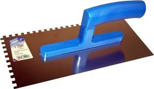 Haromac Glättekelle Made in Germany mit leichtem Kunststoffgriff, 10x10 mm gezahnt, 280 mm, rostfrei