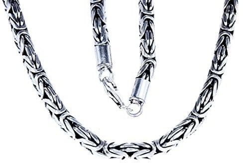 Kiss of Leather Runde Königskette aus 925 Sterling Silber, 5 mm dick, Verschiedene Längen
