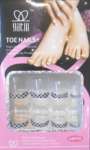Faux ongles pour pieds transparents avec French à damier