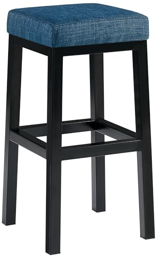 CLP Barhocker Taylor I Sitzhöhe 78 cm I Gepolsterter Barstuhl mit Stoffbezug I Tresenhocker mit schwarzem Metallgestell, Farbe:blau