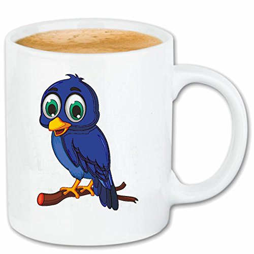 Reifen-Markt Kaffeetasse SÜSSER SINGVOGEL SITZT AUF EINEM AST VOGEL VOGELARTEN TAUBEN KOLIBRIS FINKEN AMSEL TROSSEL FINK STAR Keramik 330 ml in Weiß