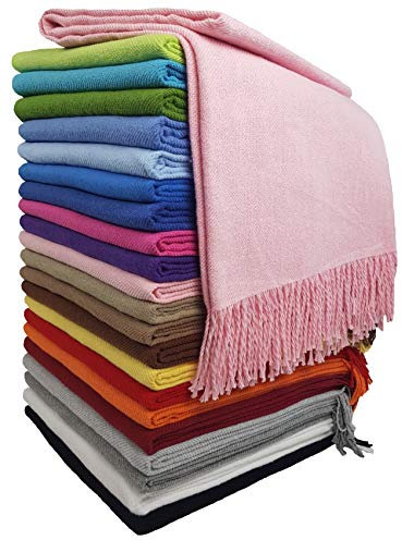 STTS International Plaid Coton/Couverture en Coton/Couvre-Lit/ 130 cm x 170 cm / 100% Coton/Rio-B (Rose)