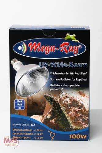 Mega-Ray - Metalldampfleuchte für E27 Fassung UV HID Beleuchtung für alle Wüstenterrarien & Tropenterrarien (100W - 90° Abstrahlwinkel (Vorschaltgerät erforderlich))