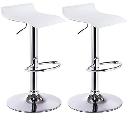 Mueblix | (2X Taburetes Altos de Cocina | Medidas 45x 45x H65-87 cm | Taburete Cocina Alto | Silla Giratoria y Regulable en Altura | Color Blanco y Cromado | Modelo Andes