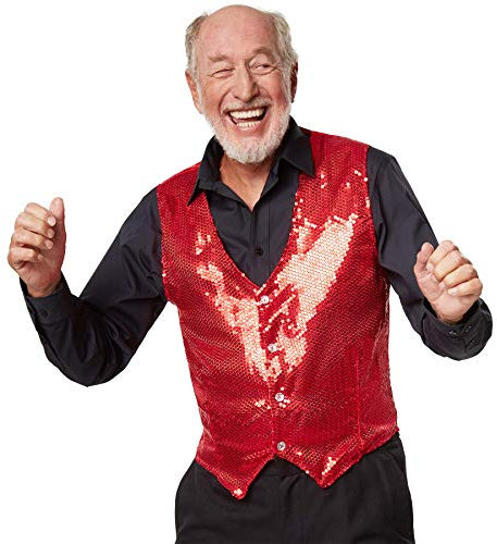 dressforfun 901000 Herren Pailletten Anzug Weste, V-Ausschnitt, Ärmellos, rot - diverse Größen - (XL | Nr. 303984)