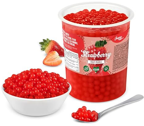 INSPIRE FOOD Bubble Tea Perles Fraise | Bubble tea, perle de tapioca pour bubble tea | 100% vegan et sans gluten, sans colorant artificiel, 1 kg