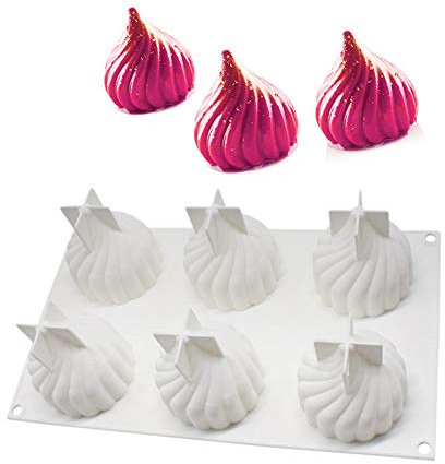 Multifonctions Moules en Silicone pour gâteau Moule 3D pour Glace Chocolat Pâtisserie Dessert tourbillon 6 trous