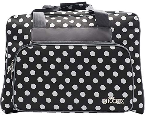 Phönix Taschen für Nähmaschinen 45x21x37cm und Overlockmaschinen 39x32x36cm (Polka Dots Schwarz, Nähmaschinentasche)