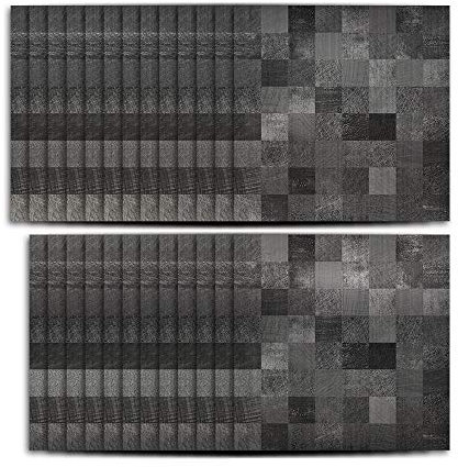Hiseng 25 Stück Küchenrückwand Fliesenaufkleber, Schwarz Mosaik Stil Wasserdicht Ölfest Stickerfliesen Marmor Deko Selbstklebende für Badezimmer Wohnzimmer Dekoration (Dunkelgrau,20x20cm)