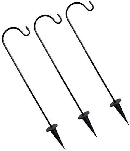 NUOBESTY 3pcs Shepherd Hooks Garden Stakes Rust Resistant Iron Metal Hanger Lawn Stakes for Hanging Mason Jars Solar Lights Lantern Wedding New Year Yard Outdoor Decoration Black
