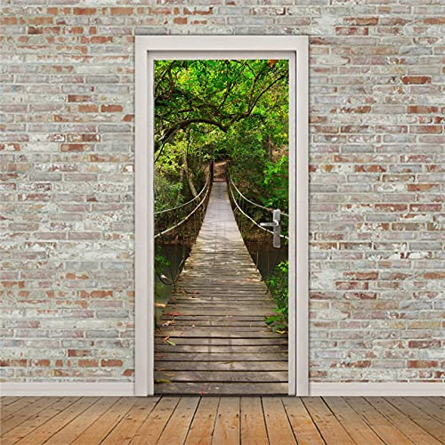 A.Monamour Türtapete Selbstklebend Türfolie Türposter 3D Brücke Zum Dschungel Khao Yai Nationalpark Thailand Vinyl Folie Türdeko Tapete Wandbild Türaufkleber Türtattoo 90 x 200 cm