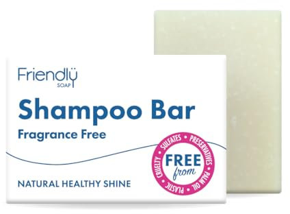 Friendly Soap - Fragrance-Free Hypoallergenic Shampoo Bar (95g), Gentle Hair Care, Sensitive, Nourishing, Plant-Based, Cruelty-Free, Made By Hand, No SLS or Parabens, Sustainable