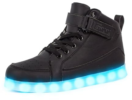 IGxx LED Light Up Shoes for Men USB Recharging High Top Sneakers Women Kids Black 12