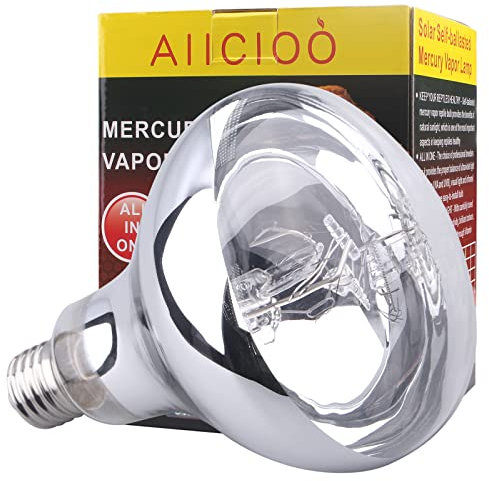 AIICIOO UVB UVA Ampoule Chauffante pour Reptiles et Amphibiens Promouvoir la Synthèse D3 Tortue/Caméléon/serpent/poussin E27 220-240V (160W)