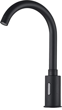 Automatic Touchless Sensor Faucet Black Motion Activated Kitchen Bathroom Hands Free Tap AC DC Powered 360 Degree Swivel Electric Infrared Sensor with Mixing Valve Public Vessel Sink Faucet