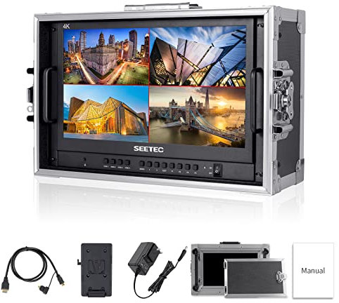 SEETEC ATEM156-CO 15,6 pollici Live Streaming Carry-on Broadcast Director Monitor con 4 HDMI Input Output Quad Split Display per ATEM Mini Video Switcher Mixer Pro Studio Produzione televisiva