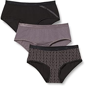 DIM Boxer Femme Les Pockets Coton Couleurs & Motifs x3, Lot Noir Logo, XXL