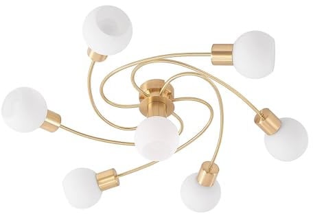 Lindby Deckenlampe Glas Metall, Deckenstrahler Deckenleuchte 7x E14 max. 40W ohne Leuchtmittel Lampe Wohnzimmer Schlafzimmer Flurlampe