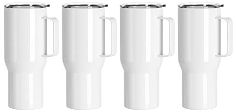PYD Life Sublimation Tumblers Blanks with Handle 25 OZ Coffee Travel Car Stainless Steel Mugs Cups with Leakproof Lid and Straw for Mug Tumbler Heat Press Sublimation Oven Printing 4 Pack