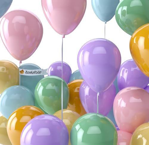 BIO Luftballons Geburtstag [50 Stück] Pastell/Macaron Mix• MADE IN EU • Zertifiziert nachhaltige Bio Ballons • 100% Naturlatex • Ø34 cm • Klimaneutral hergestellt • Helium Luftballons Bunt • Girlande
