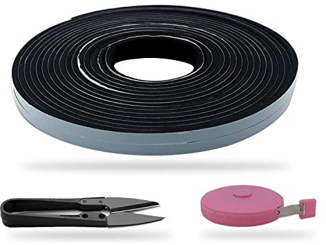 QUBETIQ Guarnizione Finestra 15Mx5mm- Sottile Striscia di Guarnizione Porta Blindata di Colore Nero,con Taglierino e Metro- Adesivo Impermeabile e Resistente- Blocca Insetti e Luce, e Riduce il Rumore