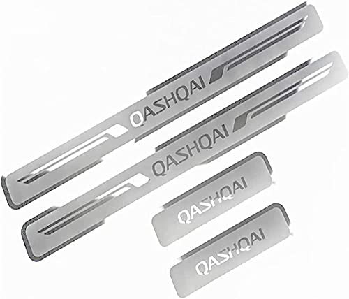 IUSOT 4PCS Carbon Fibre Car Door Sill Protector Stickers, Silver, For Nissan Qashqai J12 2022 2023, Door, Vehicle Specific Fit