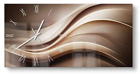 DEQORI Glasuhr | vertikal 60x30 cm | Motiv Edelmetallschwingung | große XXL Design Uhr aus Glas | leise Wanduhr für Wohnzimmer & Küche | moderne Hingucker Uhr für die Wand