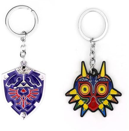 Lot de 2 porte-clés Majora masque + Link's Hylian bouclier pour voiture, mélange, taille unique